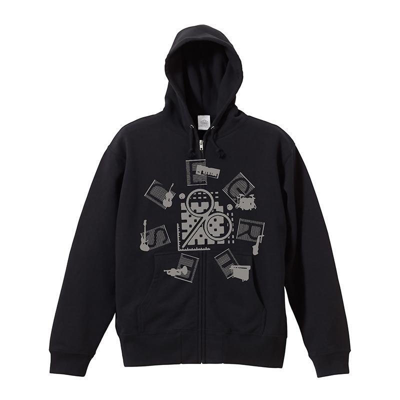 90 Degrees ZIP HOODIE BLACK